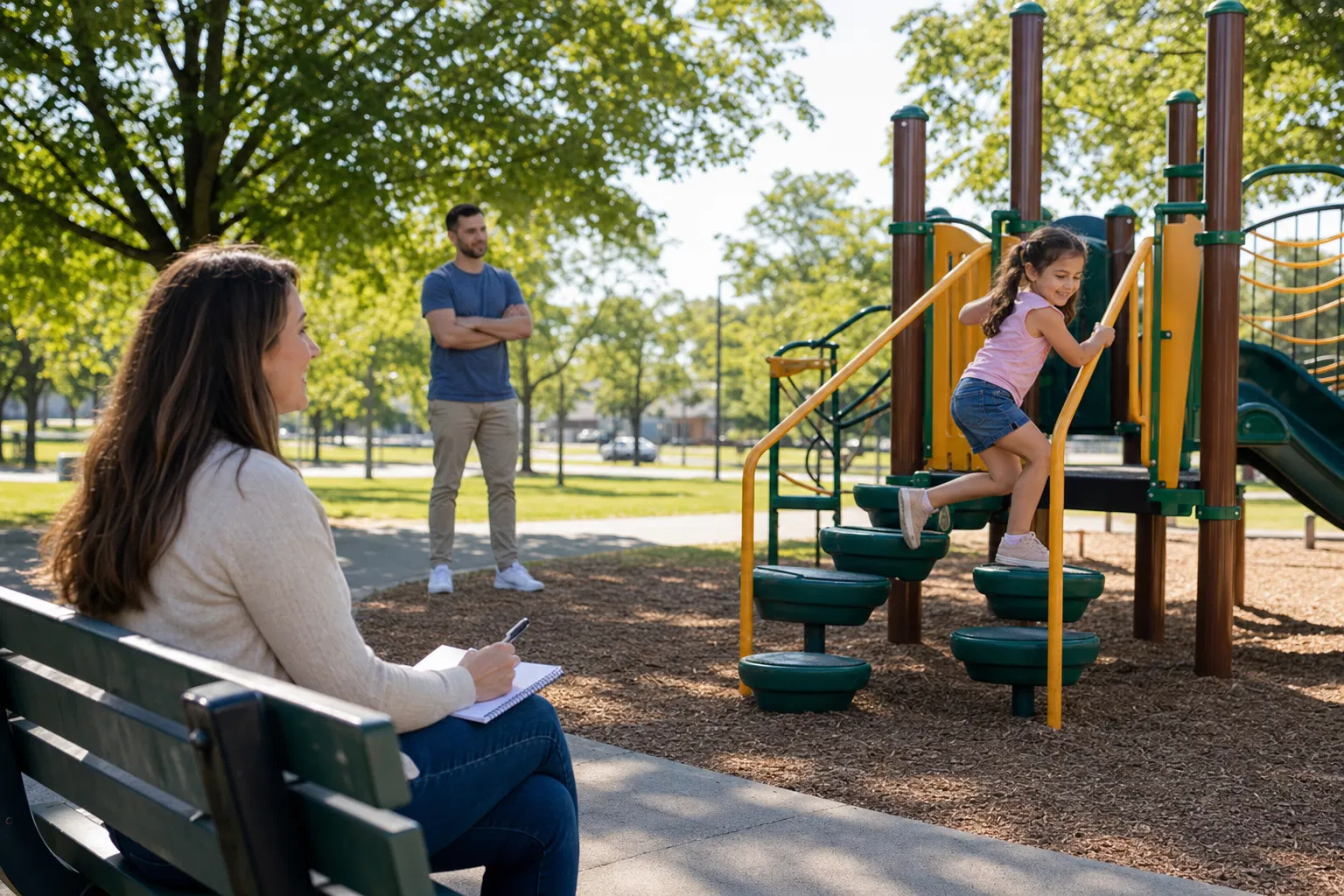Supervised visitation at a community park playground